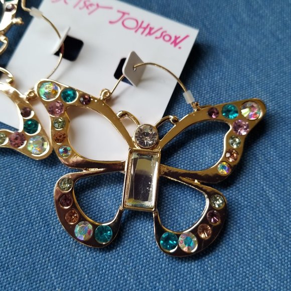Betsey Johnson Colorful Butterfly Earrings - NWT - Picture 2 of 3